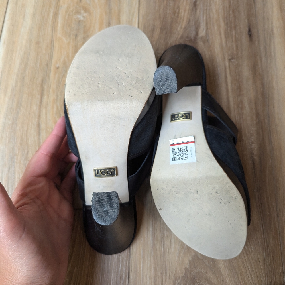 UGG Suade Platform Heeled Mules - Picture 5 of 6